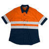 HI VIS TWO TONE VENTED SHORT SLEEVE WORK SHIRT